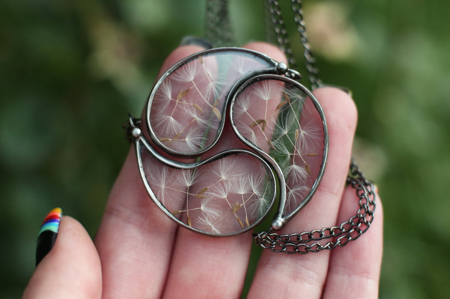Set of 3 best friend necklaces with dandelion seeds