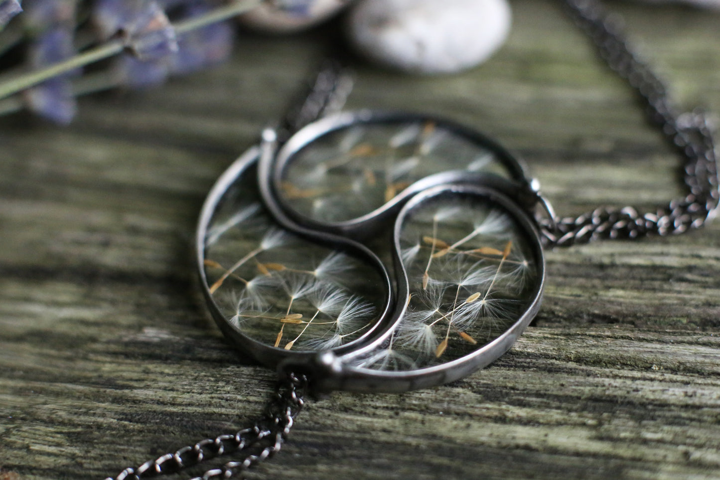 Set of 3 best friend necklaces with dandelion seeds