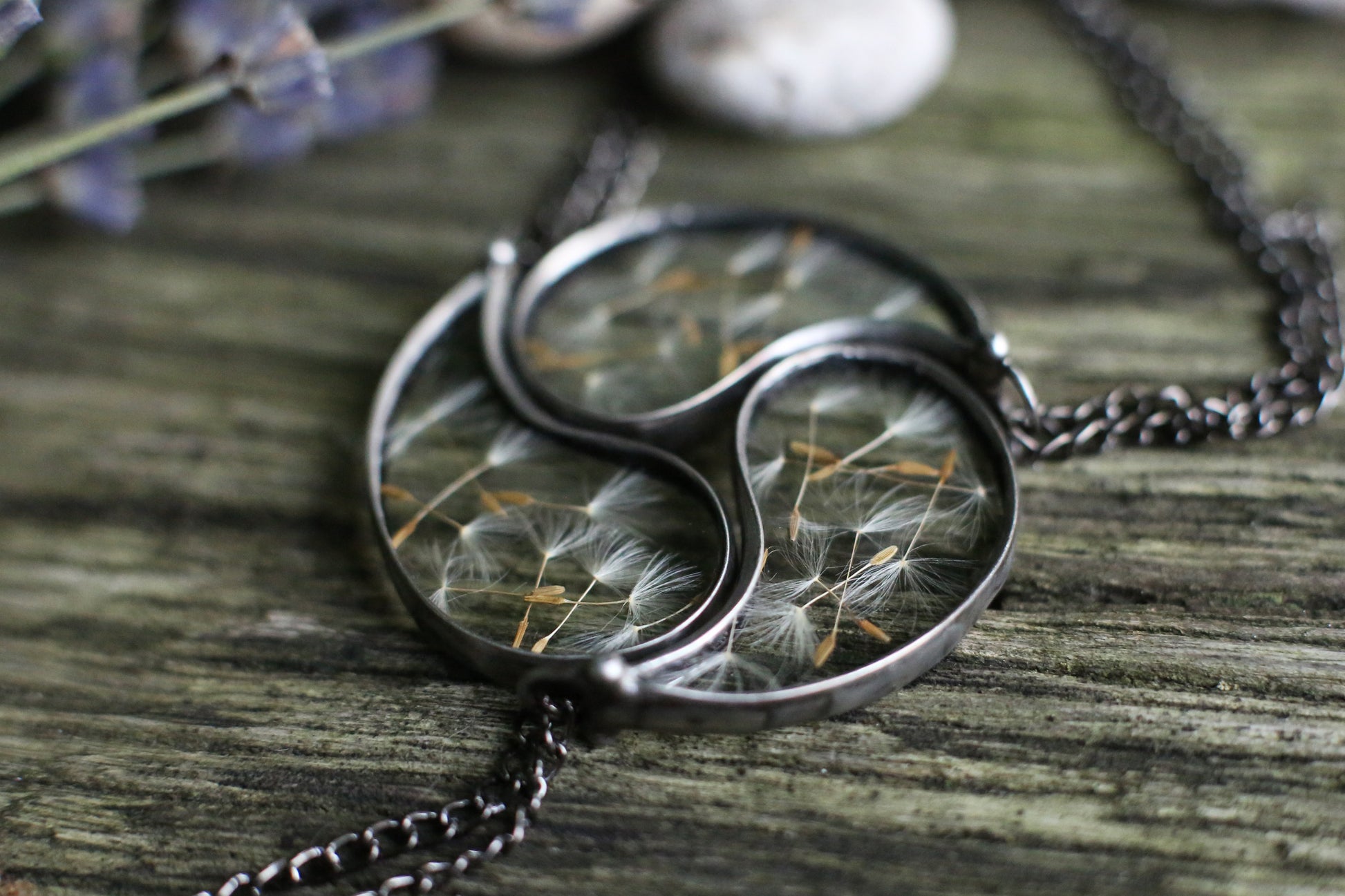 Set of 3 best friend necklaces with dandelion seeds