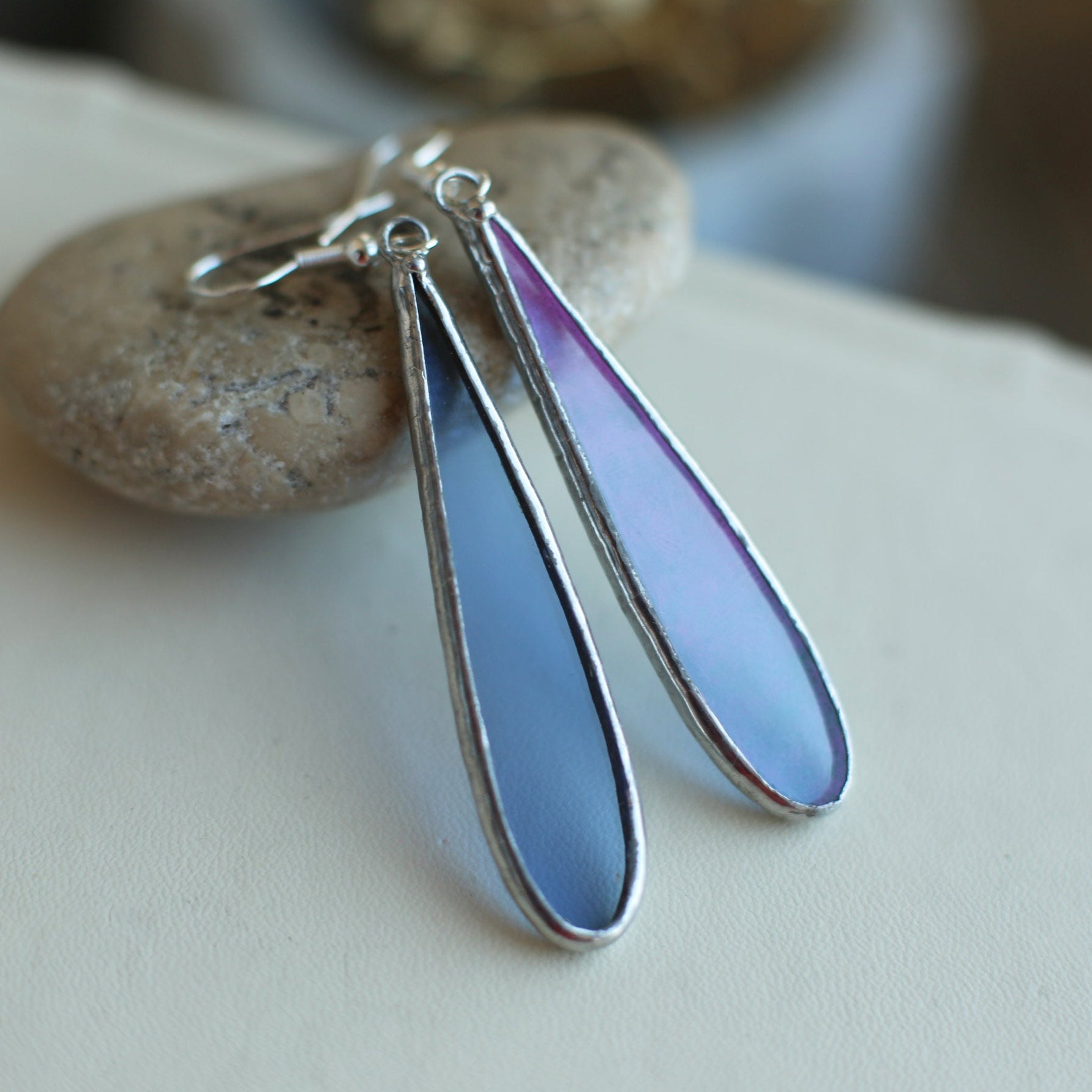 Teardrop Blue glass earrings, Ocean blue earrings