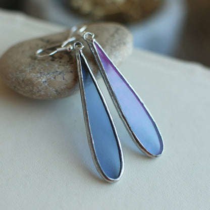 Teardrop Blue glass earrings, Ocean blue earrings