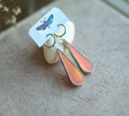 Dainty Orange glass earrings, boho earrings