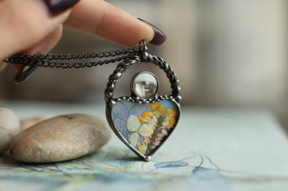 Tiny loupe necklace, Blossom pendant