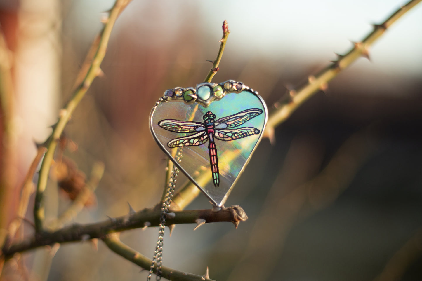 Dragonfly necklace with crystals
