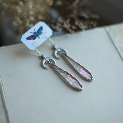 Stained glass Iridescent moon earrings