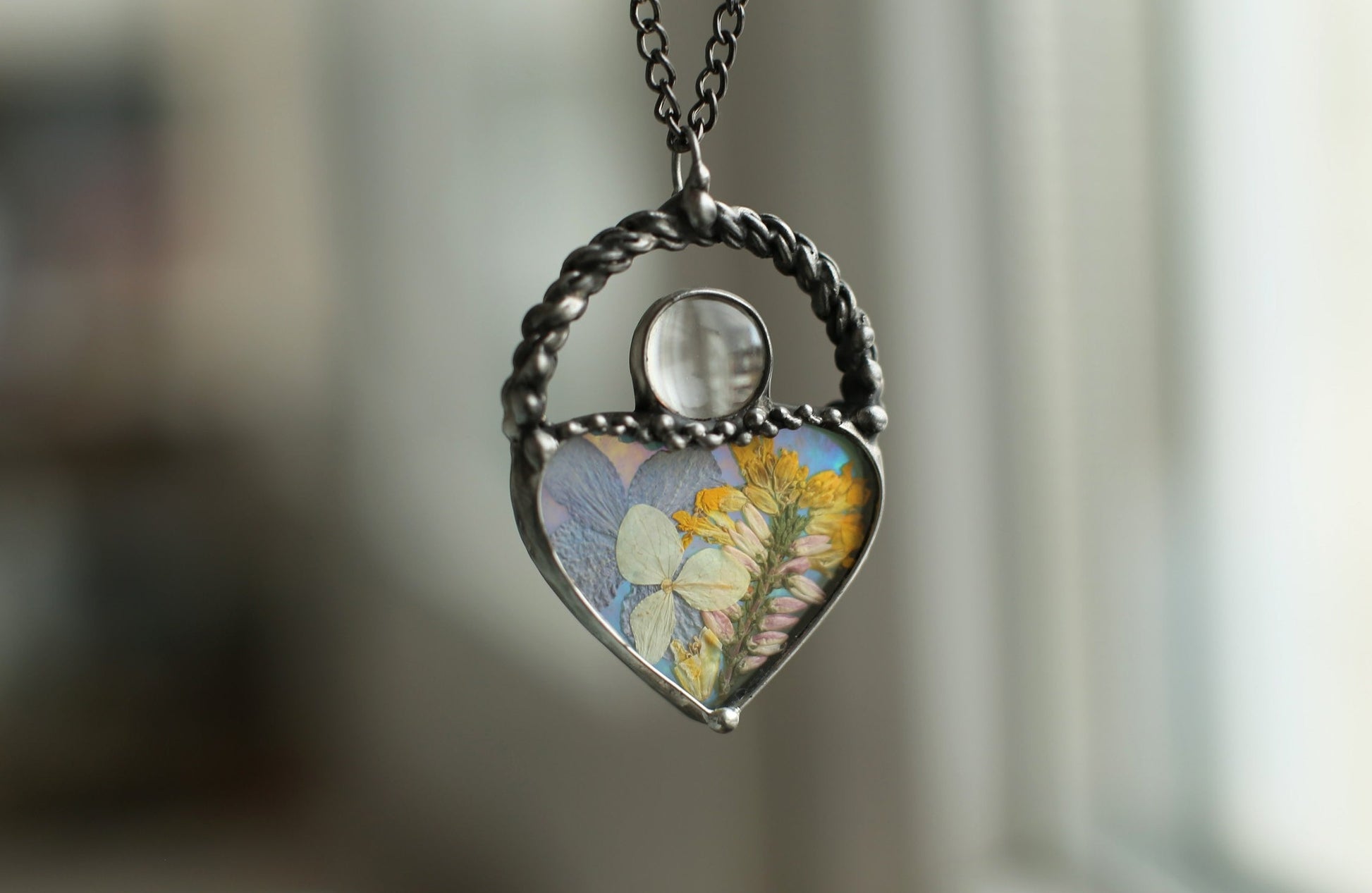 Tiny loupe necklace, Blossom pendant