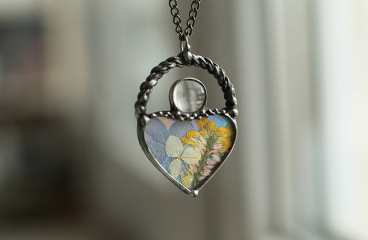 Tiny loupe necklace, Blossom pendant