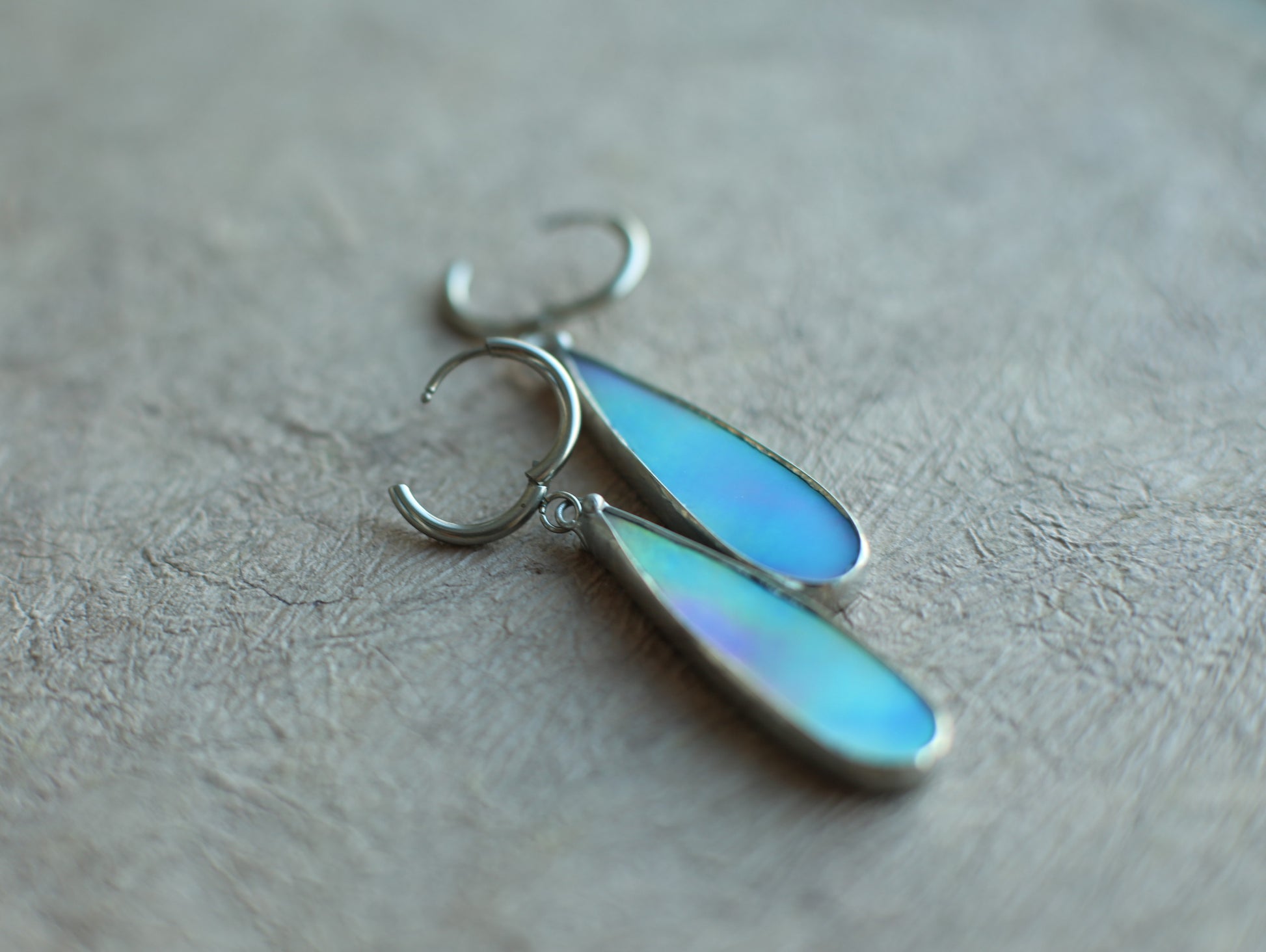 Sky blue glass earrings