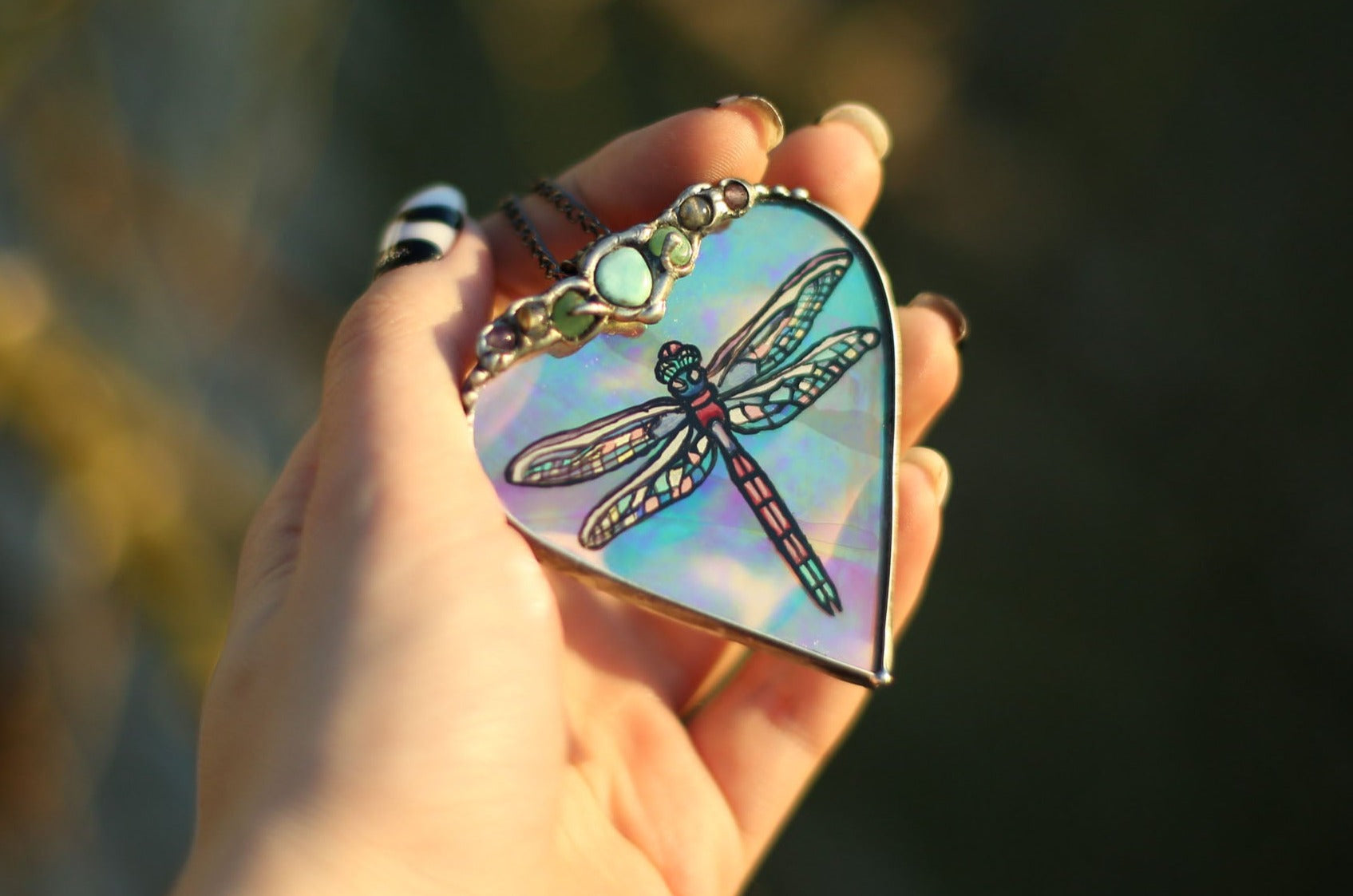 Dragonfly necklace with crystals