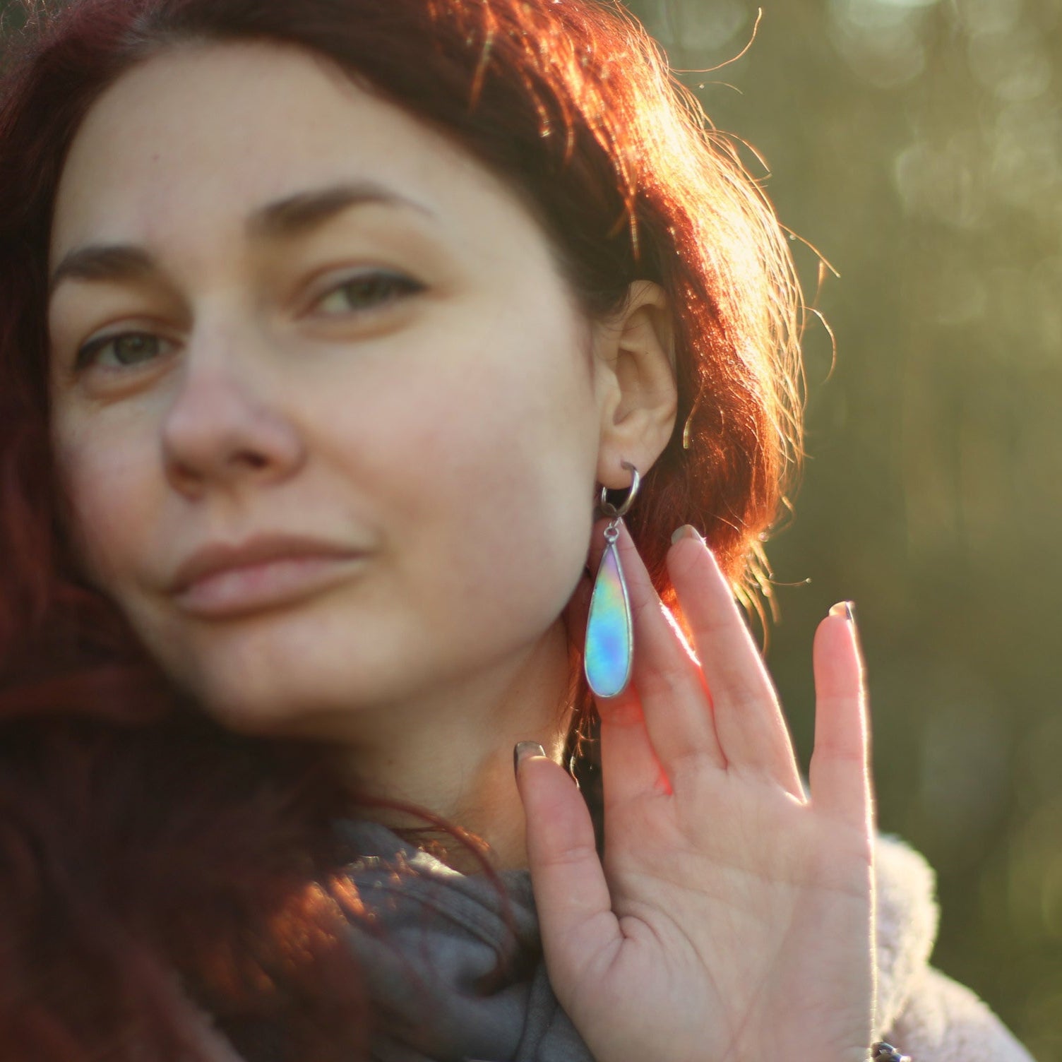Sky blue glass earrings