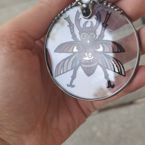 Large Beetle necklace with crystals