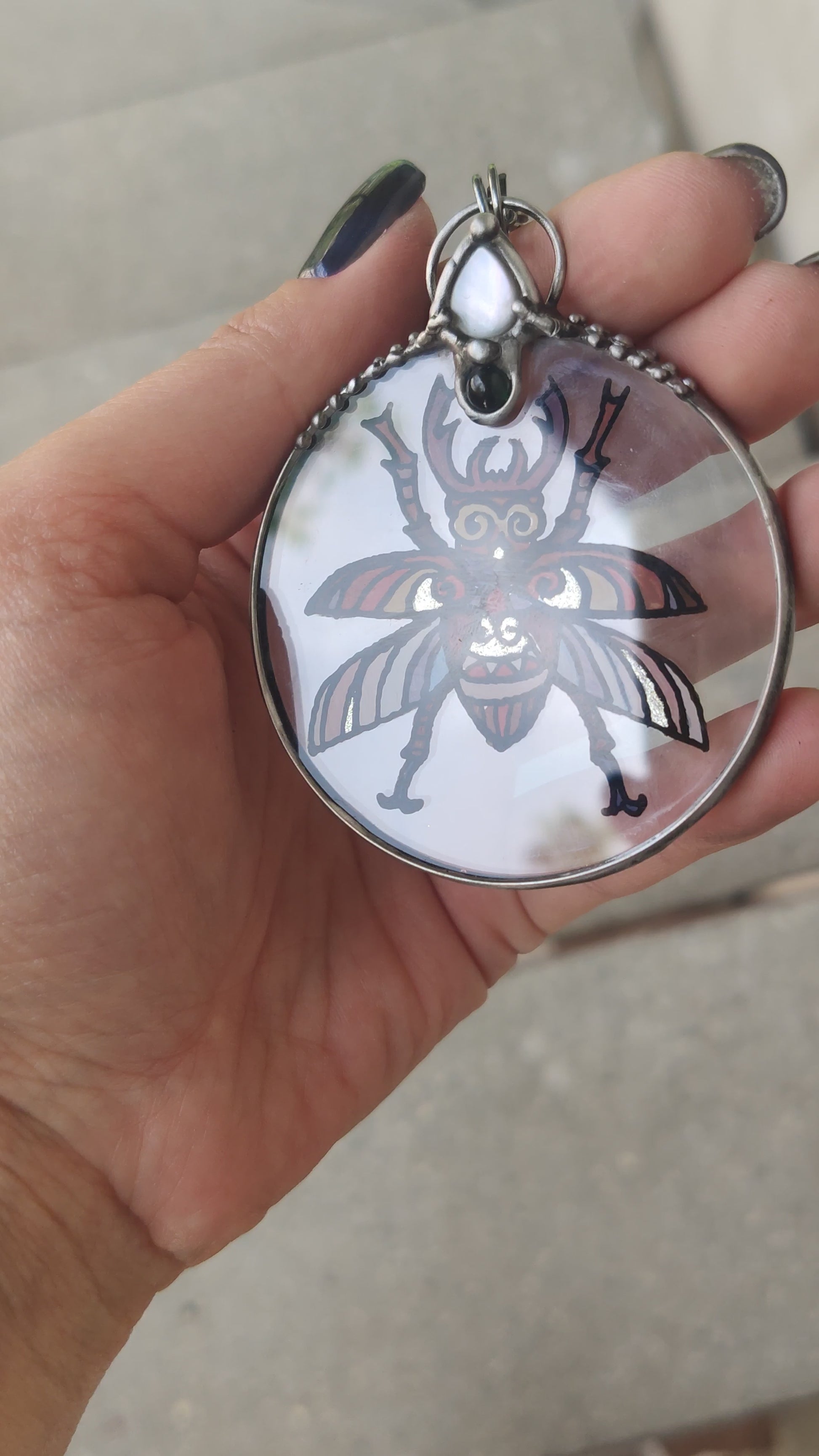 Large Beetle necklace with crystals
