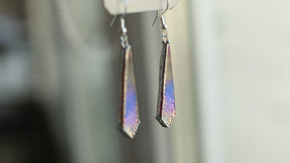 Ocean blue delicate earrings, Iridescent glass earrings