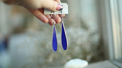 Royal blue teardrop glass earrings