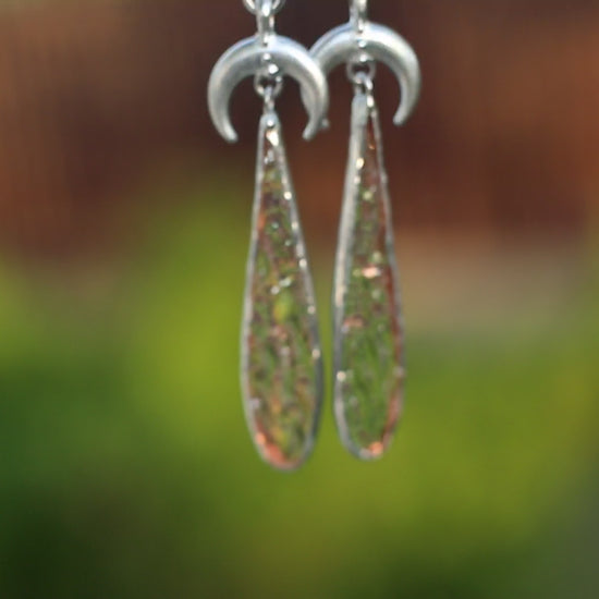 Stained glass Iridescent moon earrings