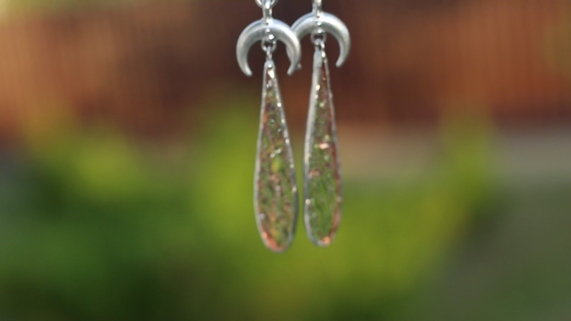 Stained glass Iridescent moon earrings