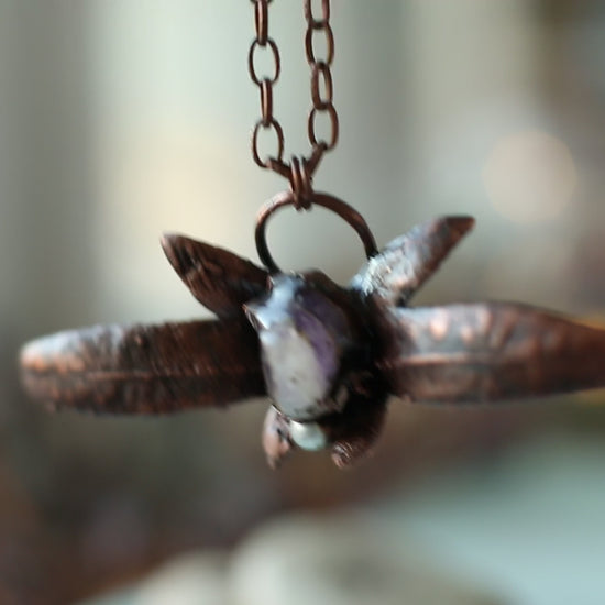 Leaf crystal electroformed necklace