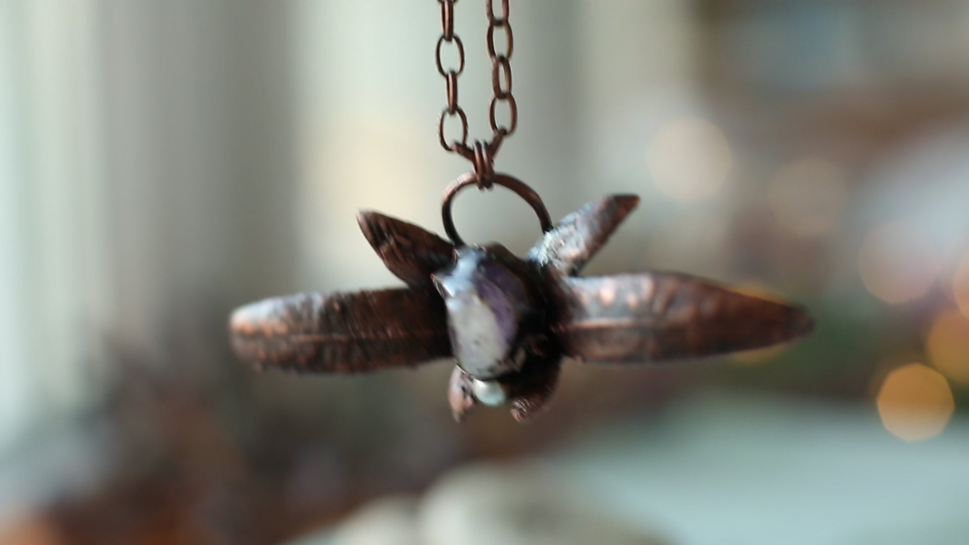 Leaf crystal electroformed necklace