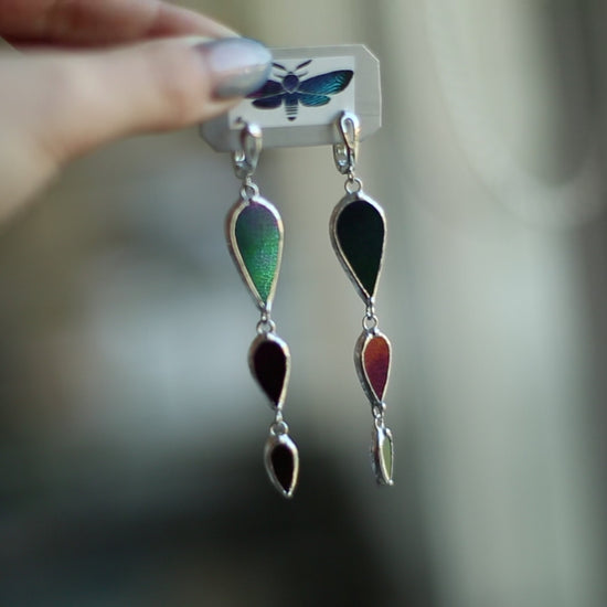 Stained glass earrings-Black rainbow earrings