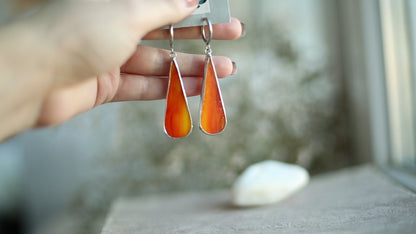 Dainty Orange glass earrings, boho earrings