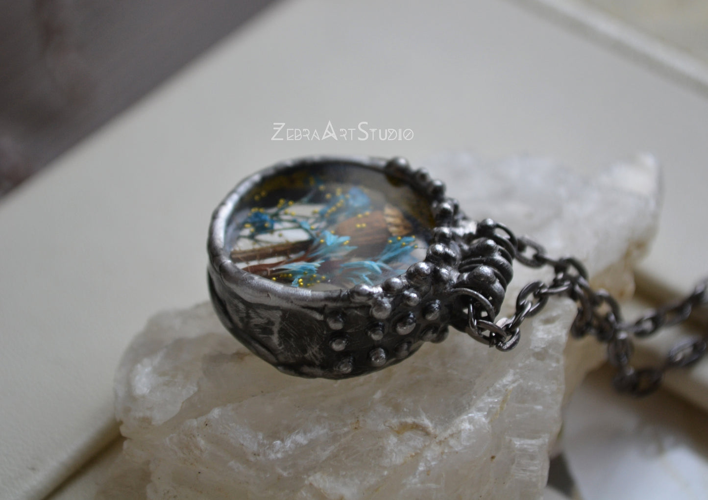 Poppy necklace, Flower necklace