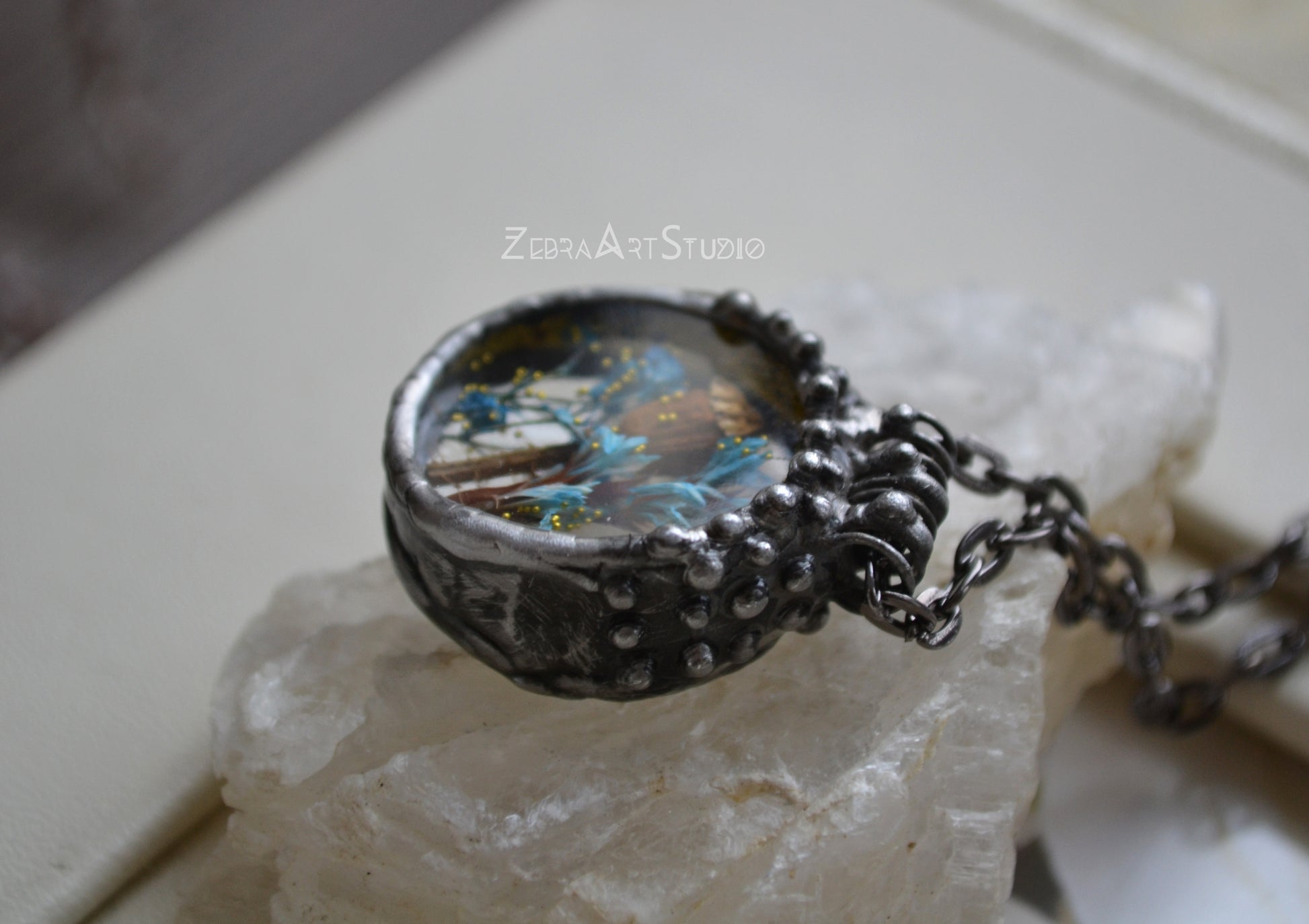 Poppy necklace, Flower necklace