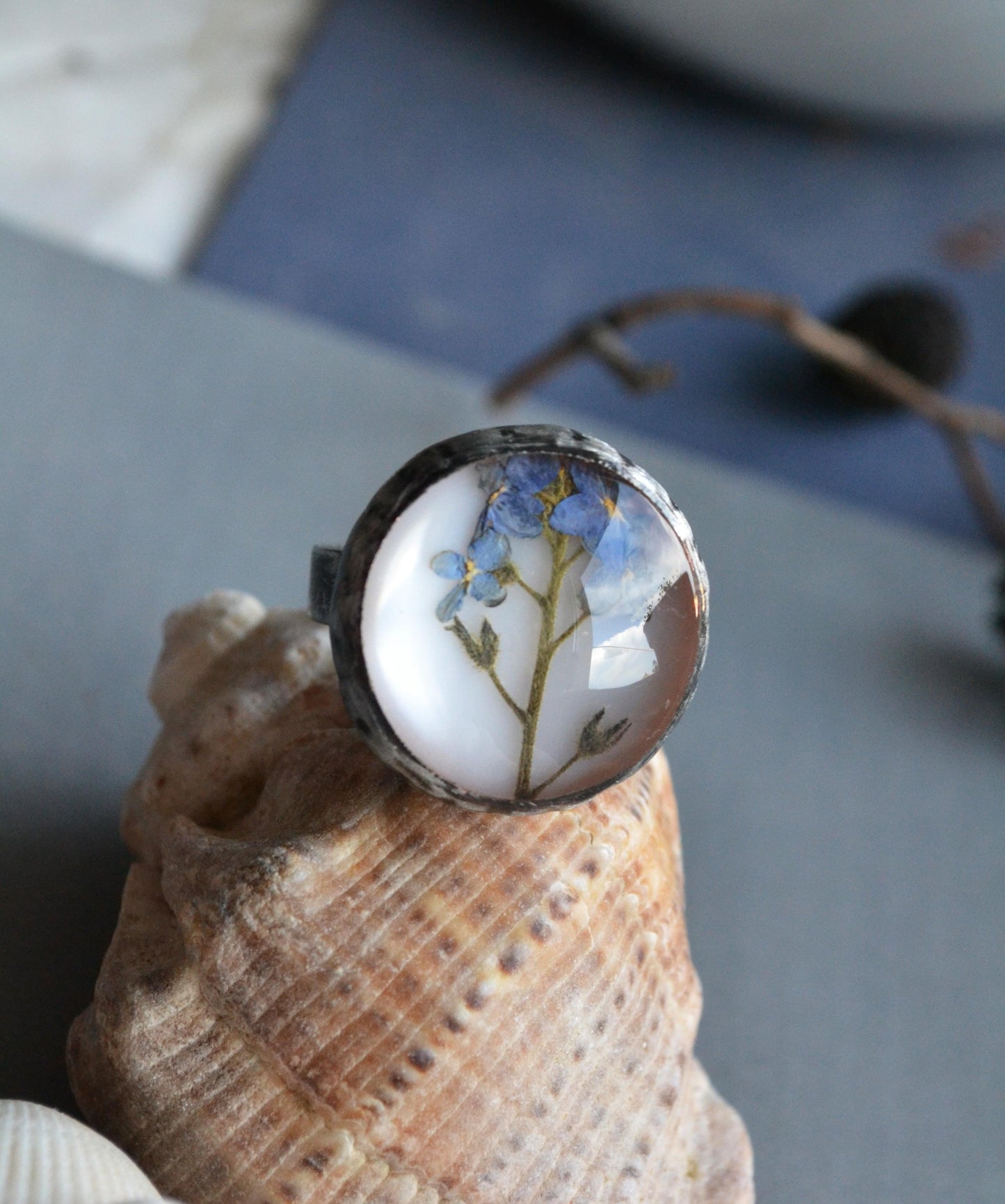 Foget me not ring, Statement ring, Adjustable ring