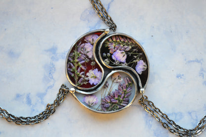 Set of 3 pendants, Yin Yang best friend necklace