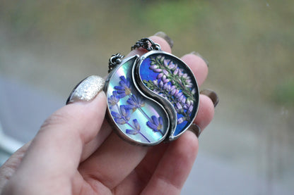 Best friend necklaces, Lavender and heather pendants