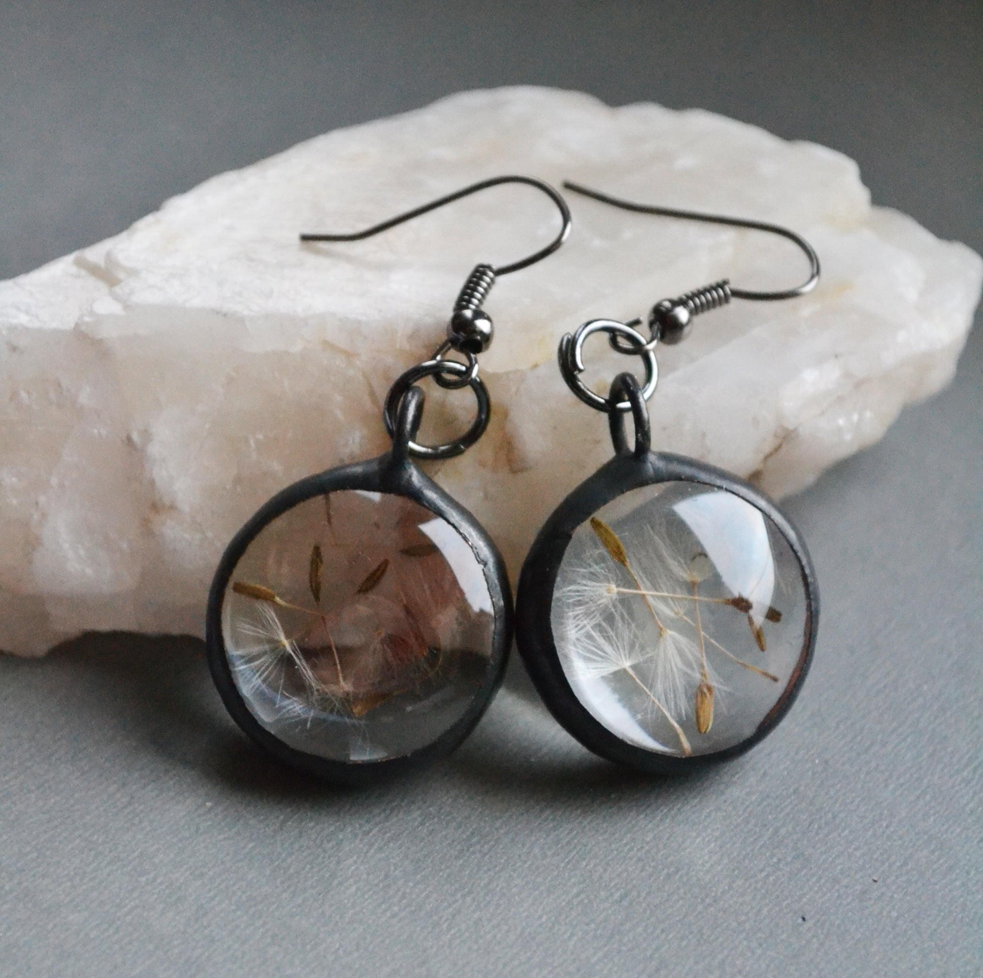 Dandelion earrings, Wish earrings