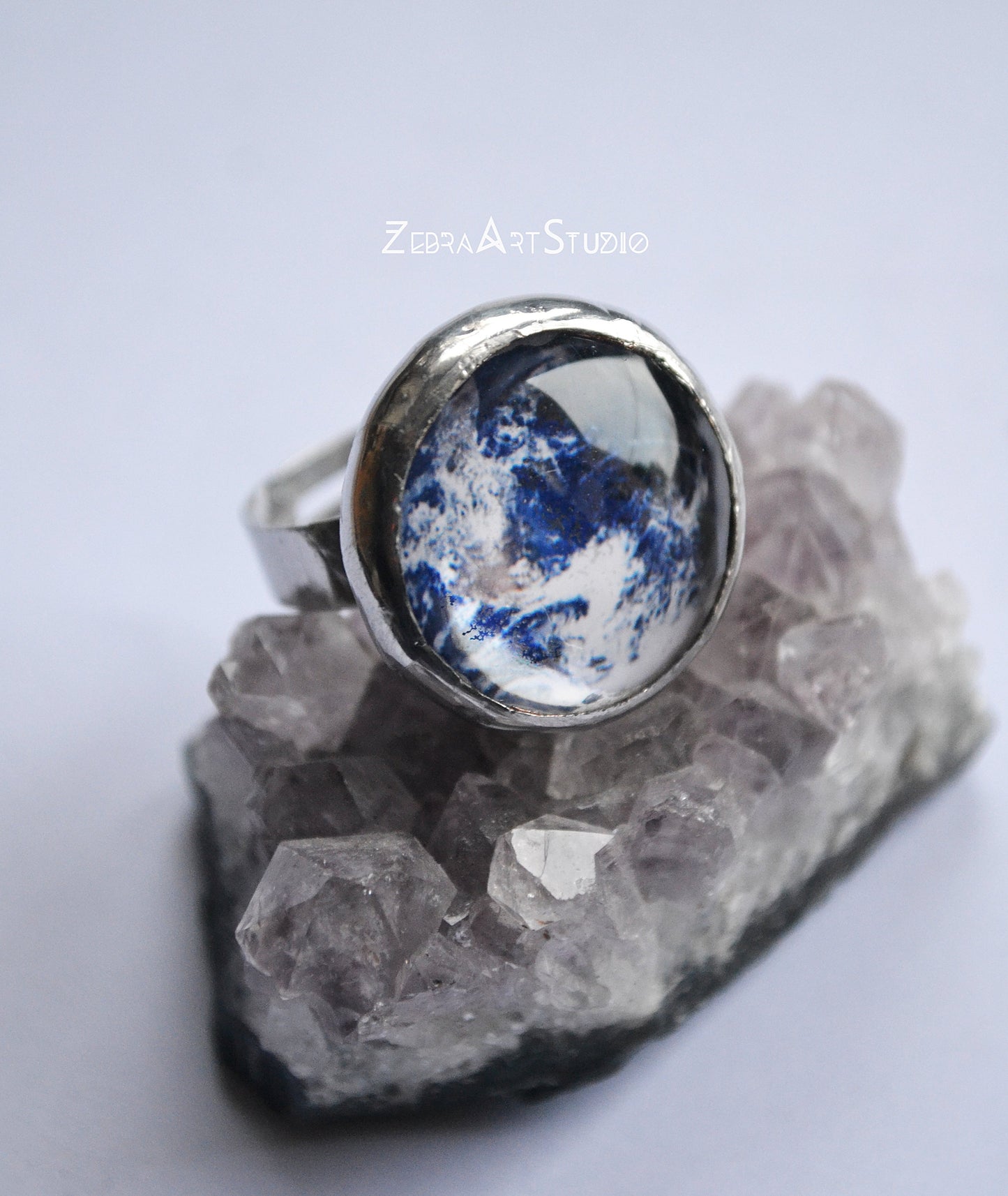 Earth ring, , Stained glass adjustable ring
