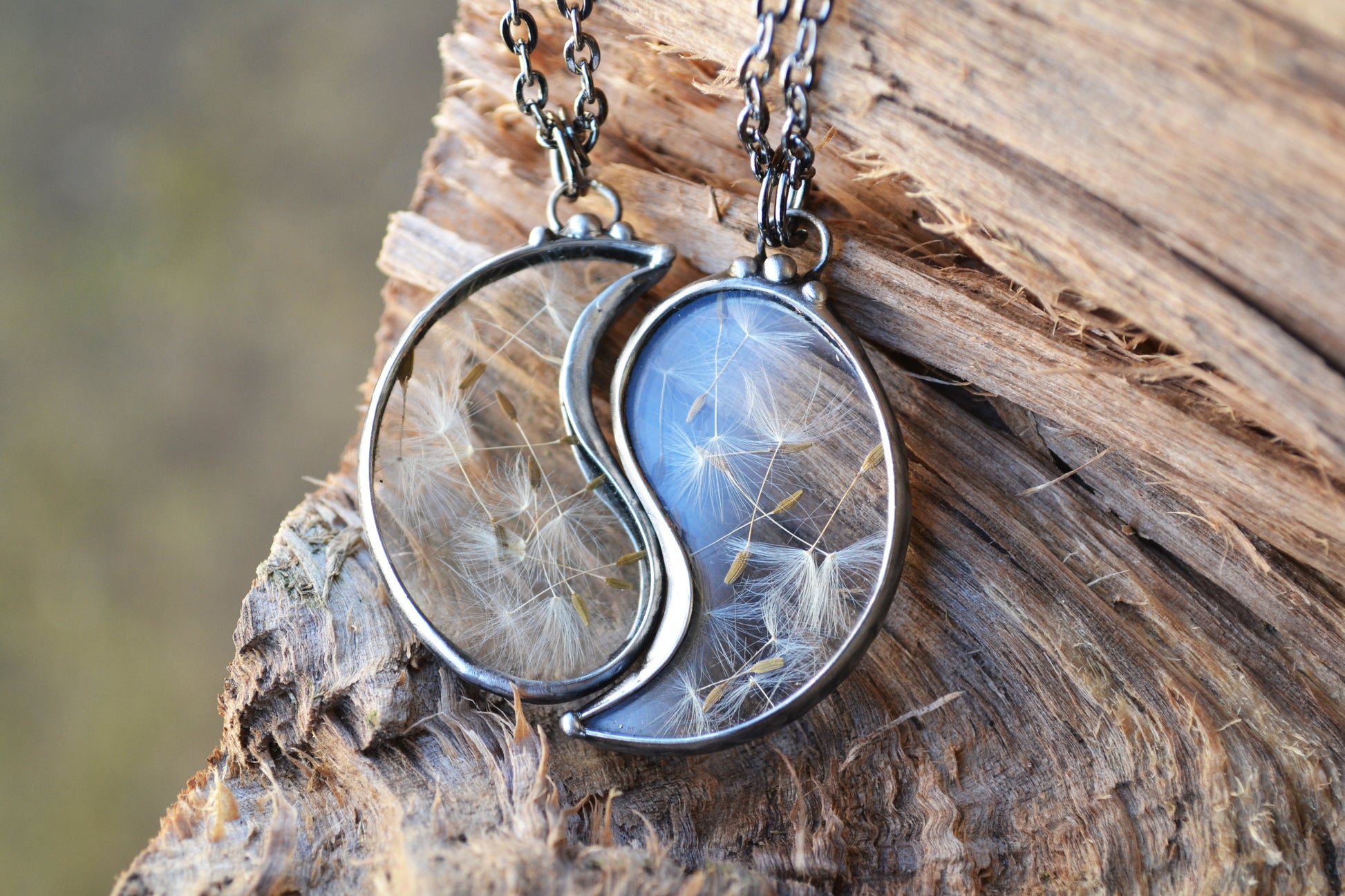 Wish necklaces set for 2, Yin Yang pendants