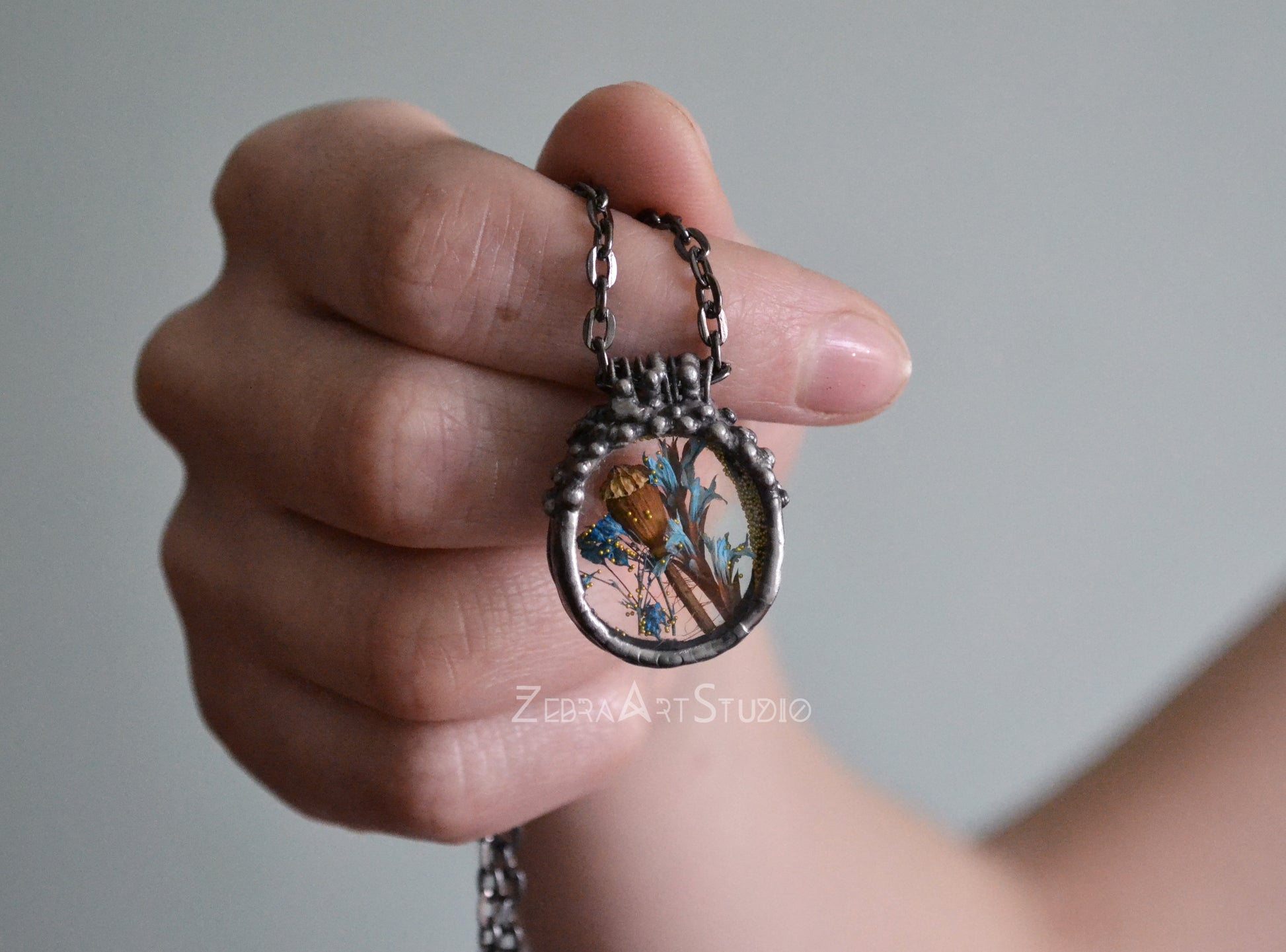 Poppy necklace, Flower necklace