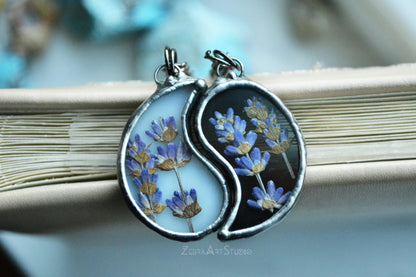 Best friend necklaces, Yin yang necklace, Lavender necklace