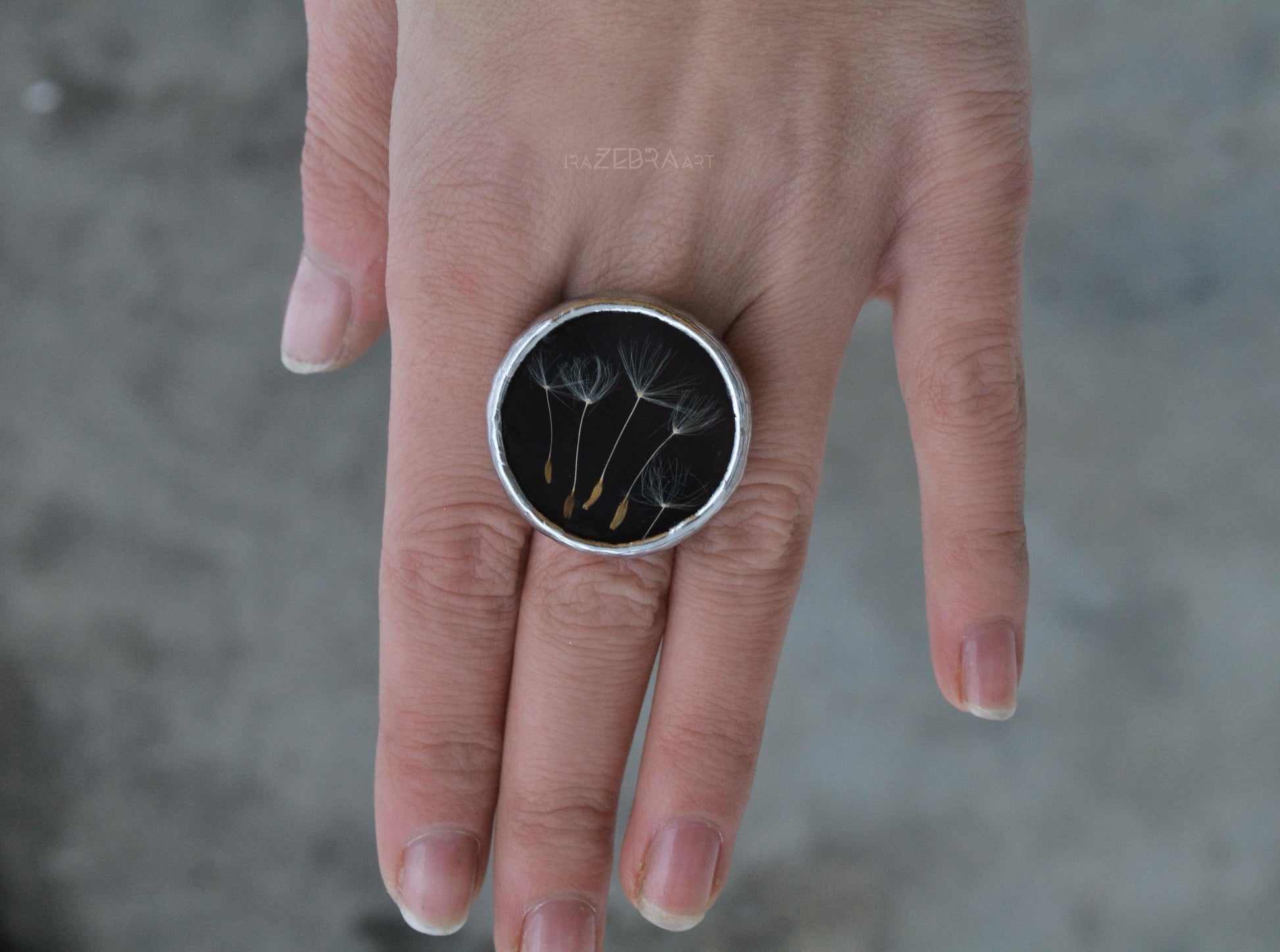 Dandelion ring, Statement rings, Adjustable ring