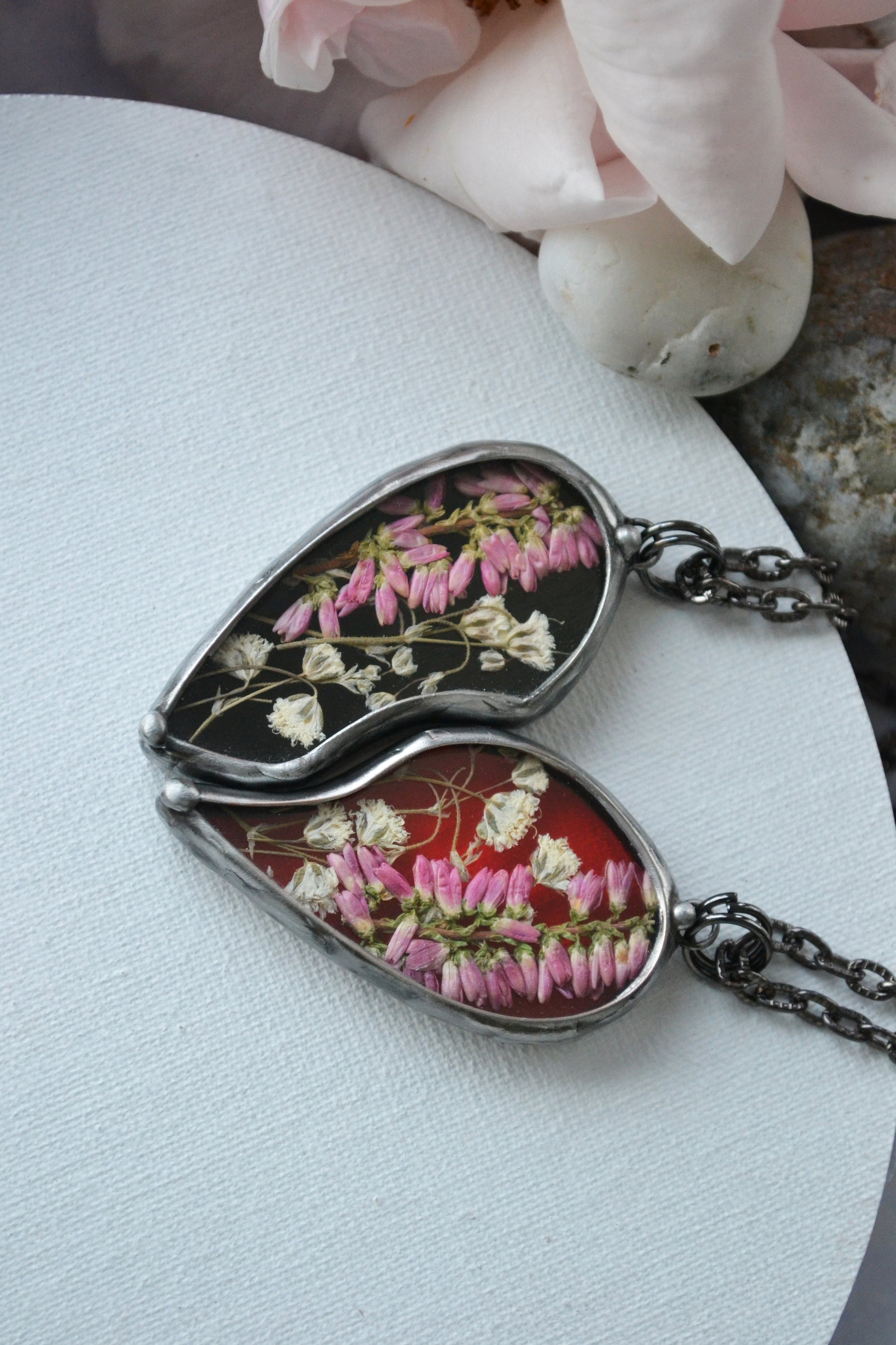 Set of 2 heart necklaces, Best Friend necklaces