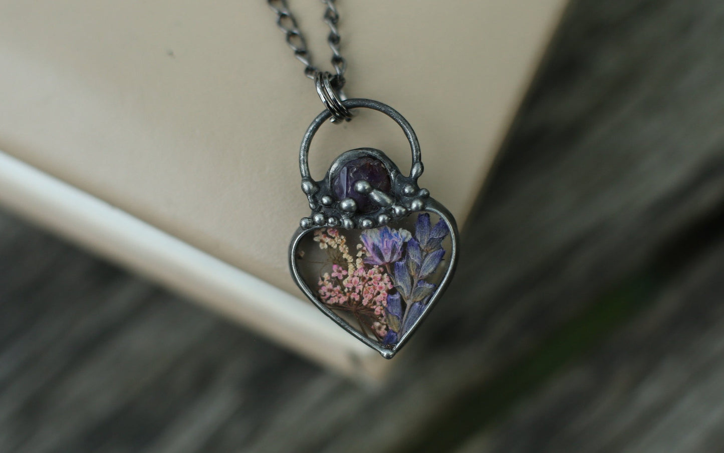 Choker necklace, Baby breath  and lavender flower jewelry