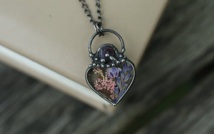 Choker necklace, Baby breath  and lavender flower jewelry
