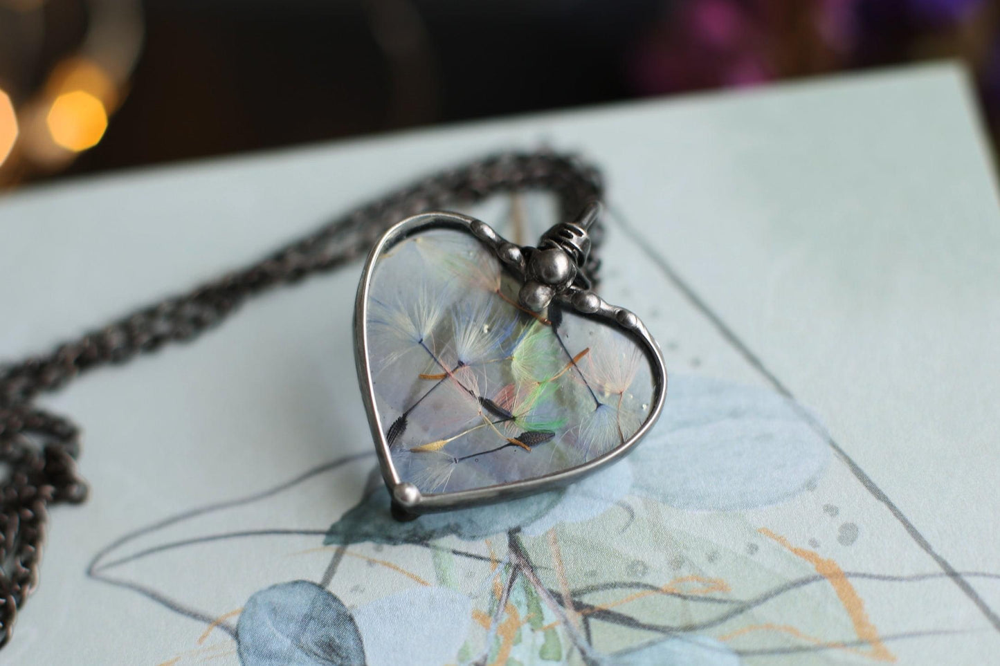 Dandelion wish necklace, Everyday pendant gift
