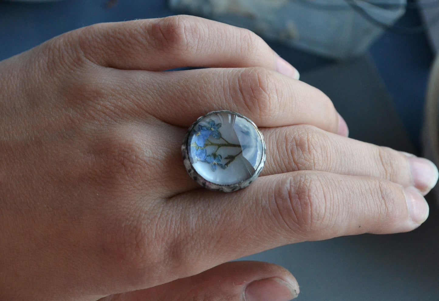 Foget me not ring, Statement rings, Adjustable ring