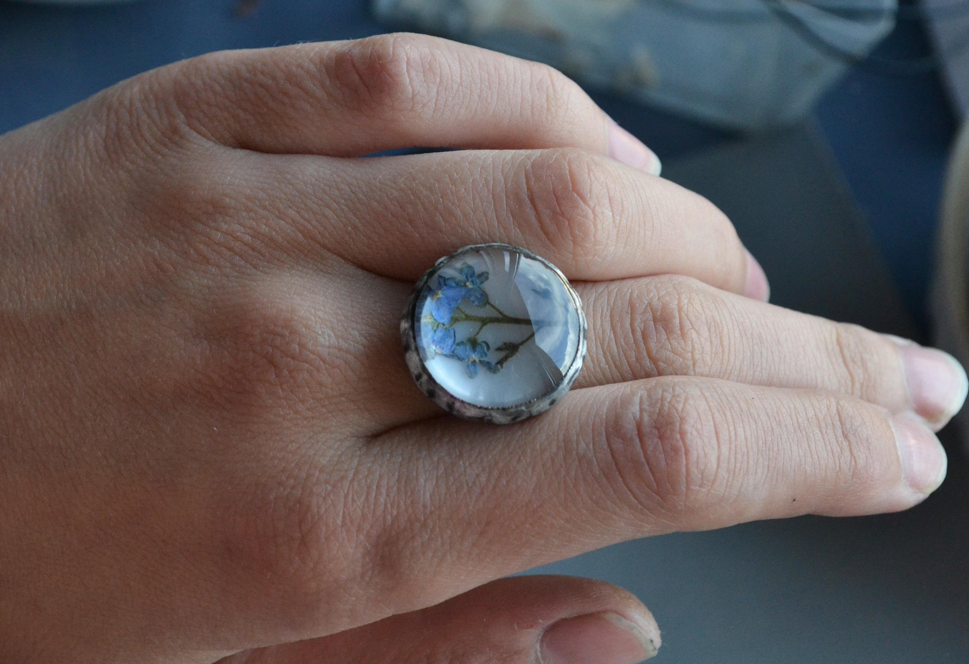 Foget me not ring, Statement rings, Adjustable ring