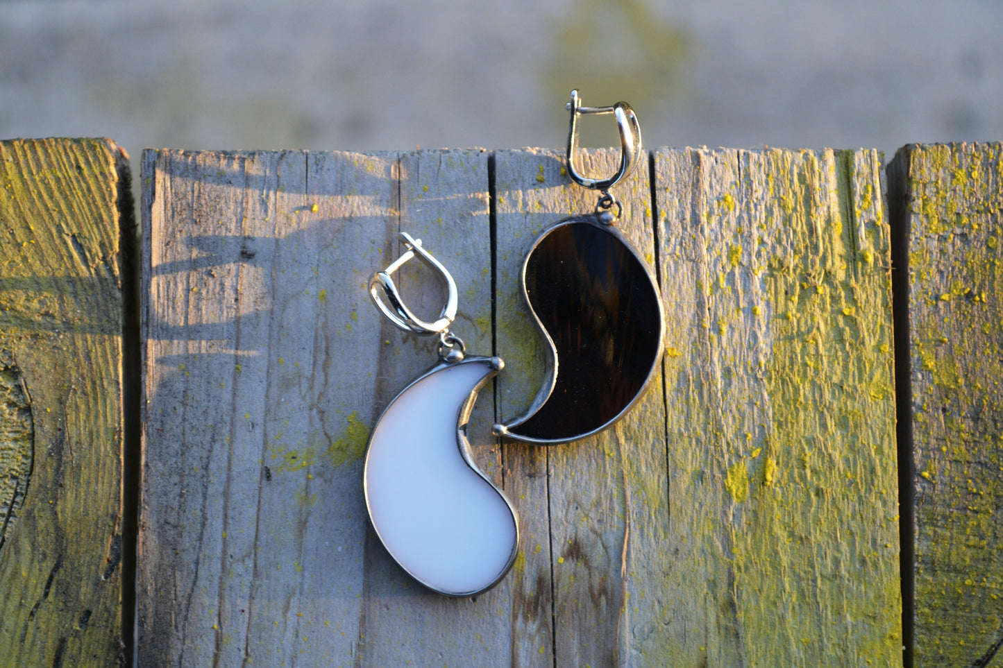 Yin yang earrings, Black and White Earrings