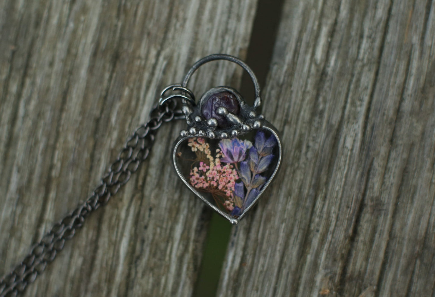 Choker necklace, Baby breath  and lavender flower jewelry