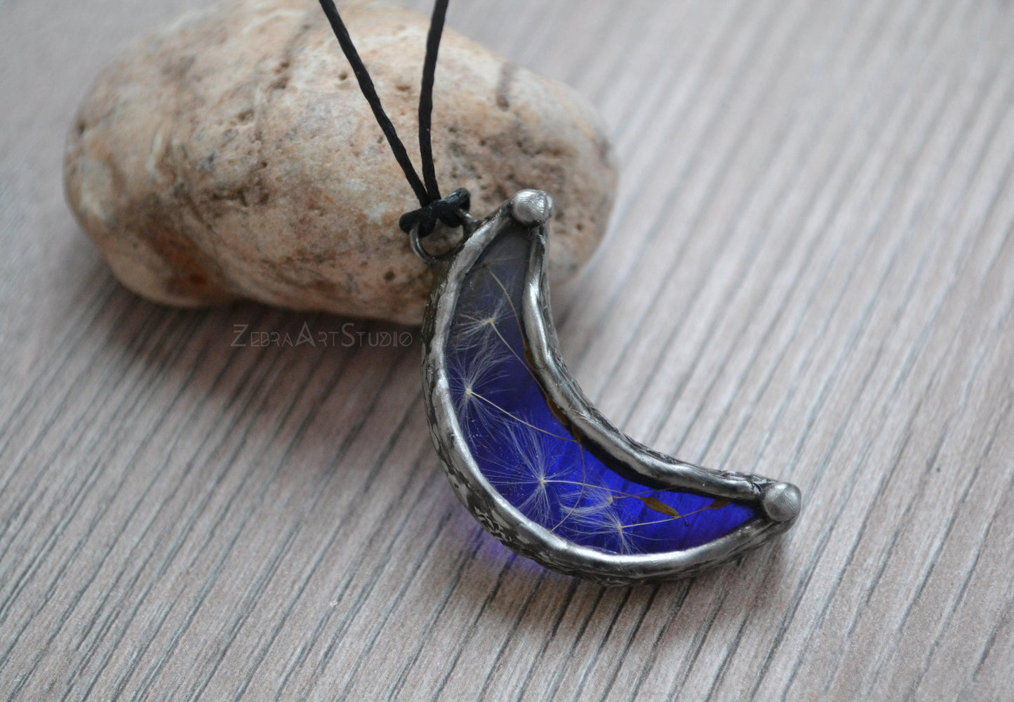 Moon necklace, Real Dandelion necklace