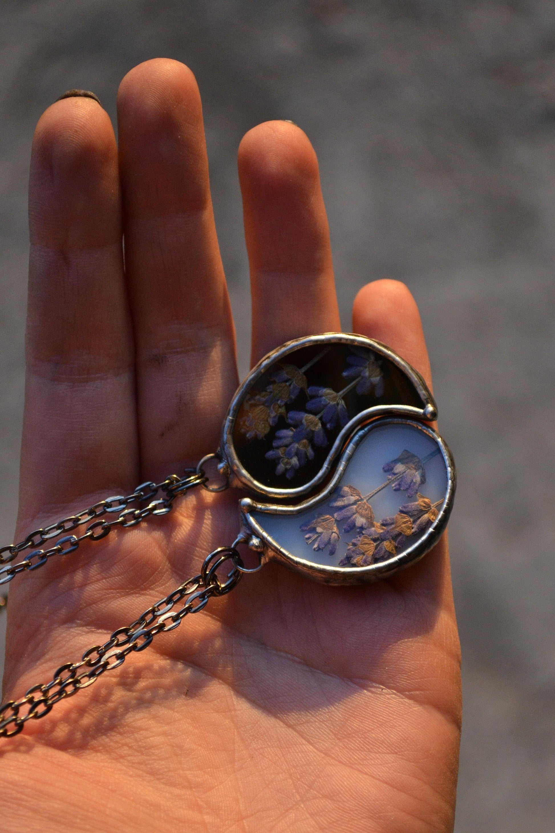 Best friend necklaces, Yin yang necklace, Lavender necklace