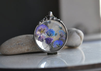Terrarium pendant, Real Flower necklace