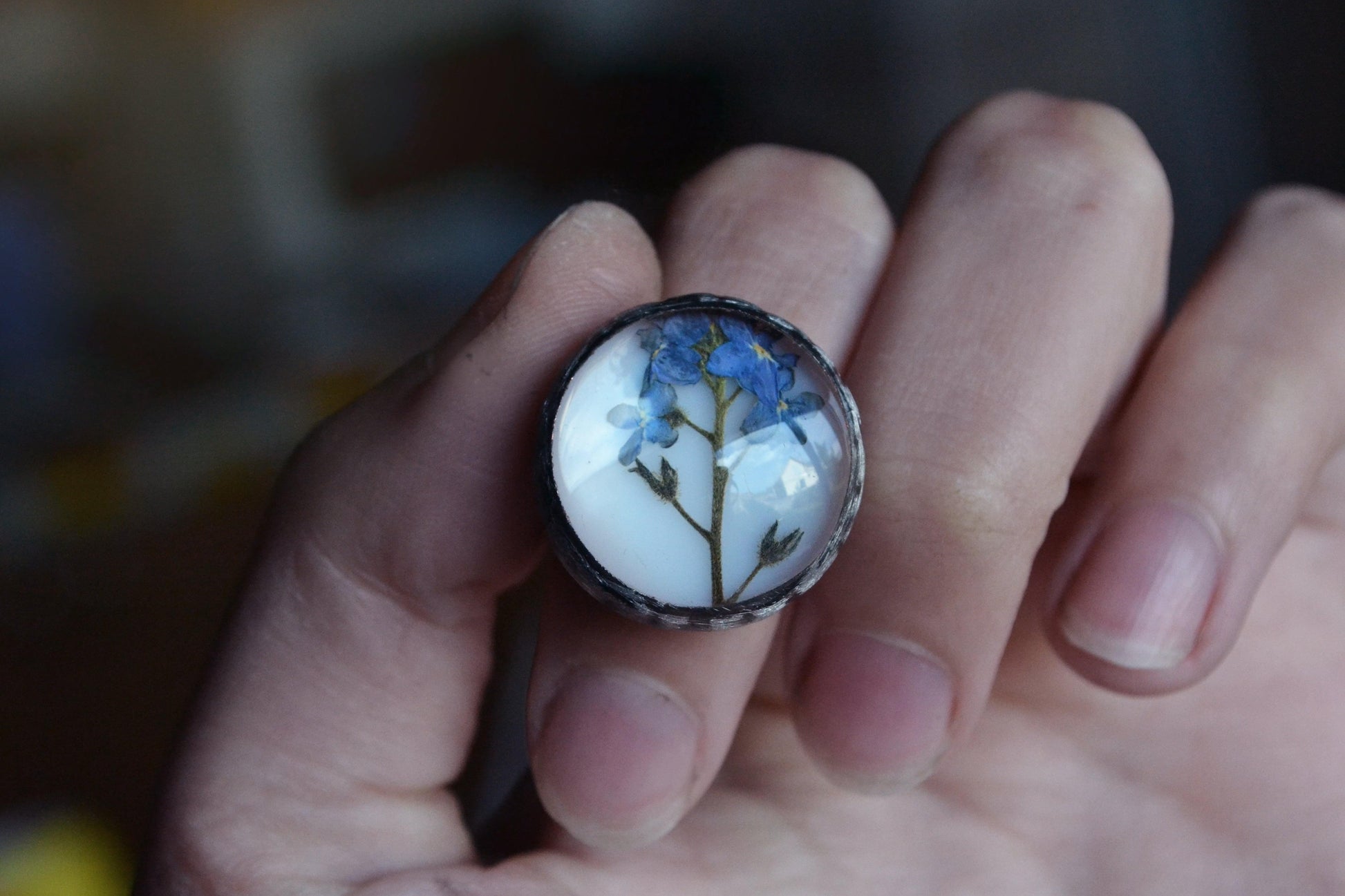 Foget me not ring, Statement rings, Adjustable ring