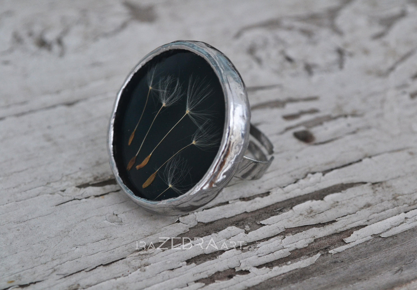 Dandelion ring, Statement rings, Adjustable ring
