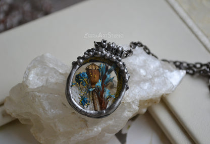 Poppy necklace, Flower necklace
