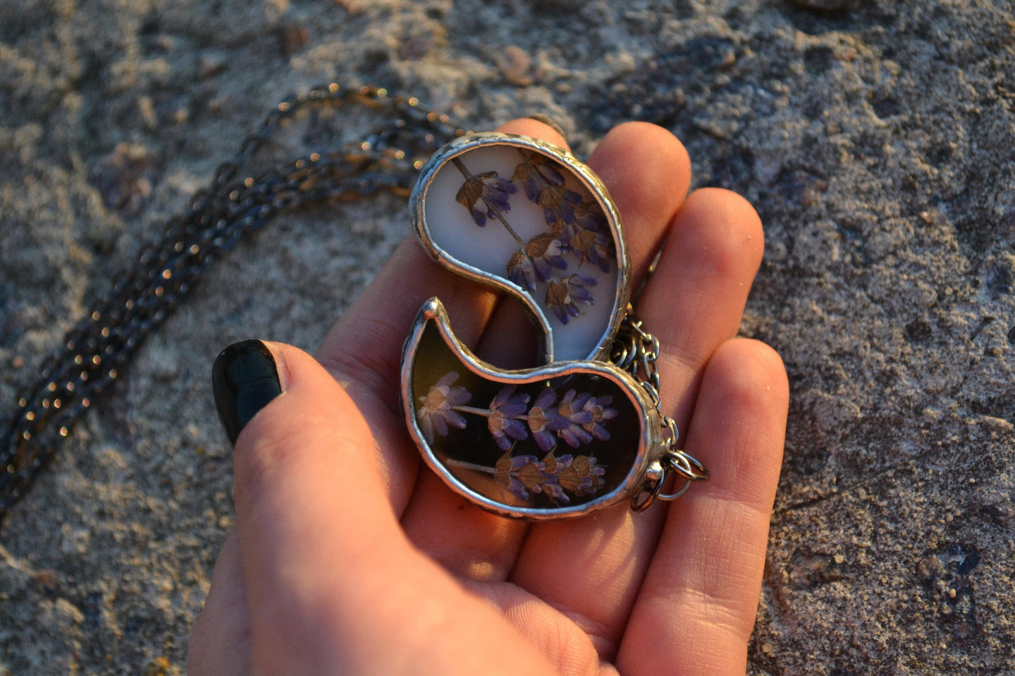 Best friend necklaces, Yin yang necklace, Lavender necklace